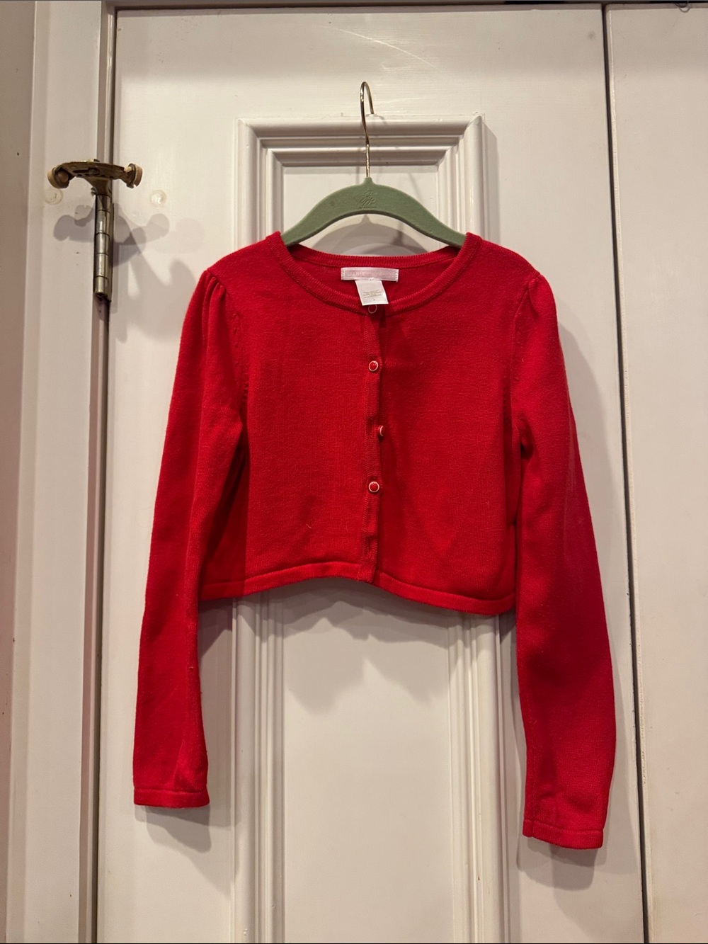 Janie and Jack Bright Red Cropped Button Cardigan